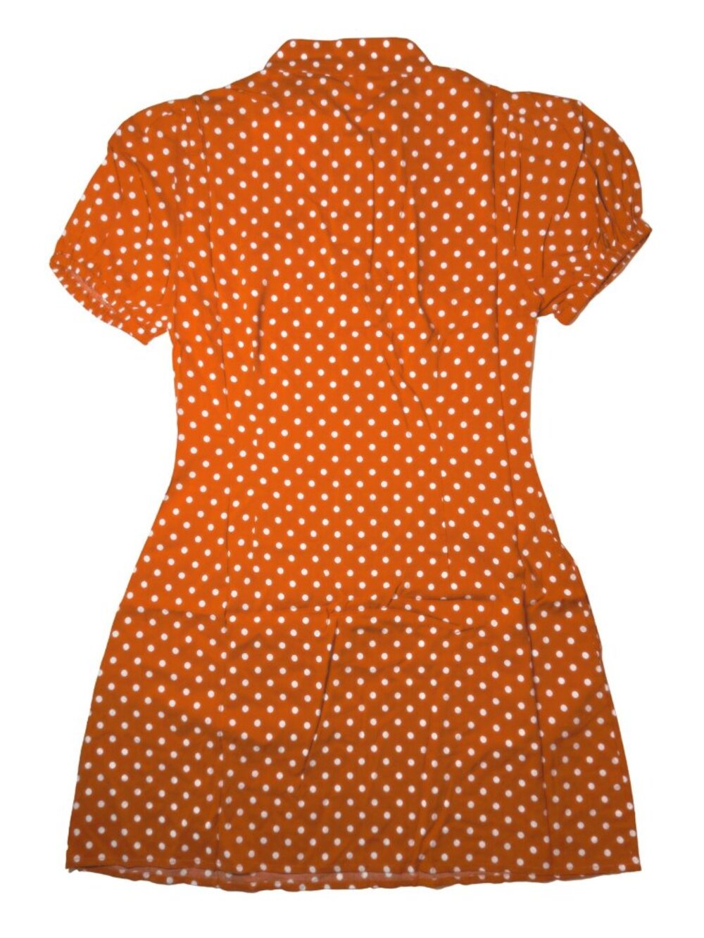 WeWoreWhat Elle Dress M Bran Rust Polka Dot Puff Sleeve Mini Shirt Dress NWT - Picture 4 of 11